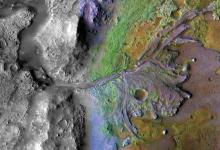 Jezero Crater用3D打印模型打印了的NASA 2020年火星任务着陆点