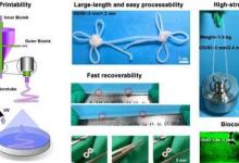 科学家使用定制的生物混合水凝胶墨水通过同轴印刷构造高强度微管