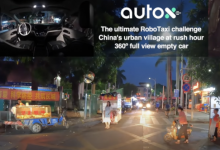 AutoX完全无人驾驶的汽车在城中村复杂的道路场景中导航