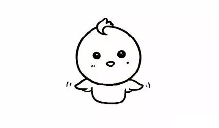 可爱的卡通小鸡简笔画的画法3