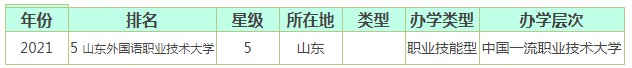 山东外国语职业技术大学全国排名