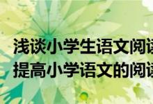 浅谈小学生语文阅读能力提升策略（浅谈如何提高小学语文的阅读能力）