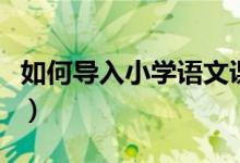 如何导入小学语文课堂（小学语文课堂怎么改）