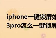 iphone一键锁屏如何设置在桌面（iPhone13pro怎么一键锁屏）