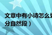 文章中有小诗怎么划分自然段（怎样给文章划分自然段）