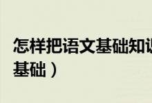 怎样把语文基础知识学扎实（学习语文如把握基础）