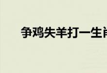 争鸡失羊打一生肖（争鸡失羊打生肖）