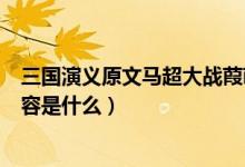 三国演义原文马超大战葭萌关（三国演义大战葭萌关主要内容是什么）