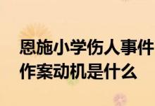 恩施小学伤人事件 恩施小学伤人事件嫌疑人作案动机是什么