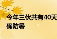 今年三伏共有40天 具体什么时候结束如何正确防暑