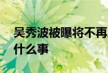 吴秀波被曝将不再从事演员职业 背后发生了什么事