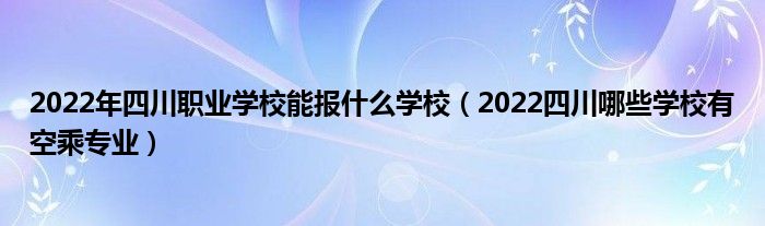 2022年四川职业学校能报什么学校（2022四川哪些学校有空乘专业）