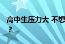 高中生压力大 不想上学 如何调整自己的压力？