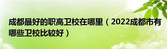 成都最好的职高卫校在哪里（2022成都市有哪些卫校比较好）