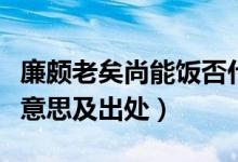 廉颇老矣尚能饭否什么意思（廉颇老矣是什么意思及出处）