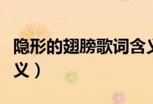 隐形的翅膀歌词含义（歌曲隐形的翅膀歌词含义）