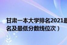 甘肃一本大学排名2021最新排名（2022年甘肃一本大学排名及最低分数线位次）