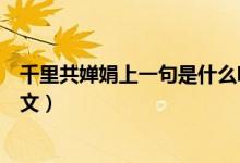 千里共婵娟上一句是什么呢（千里共婵娟上一句是什么及全文）