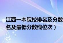 江西一本院校排名及分数线2020（2022年江西一本大学排名及最低分数线位次）