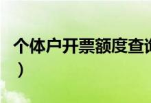 个体户开票额度查询（个体户开票额度是多少）