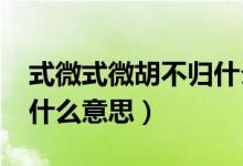 式微式微胡不归什么意思?（式微式微胡不归什么意思）