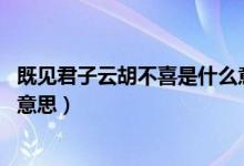 既见君子云胡不喜是什么意思啊（既见君子 云胡不喜是什么意思）