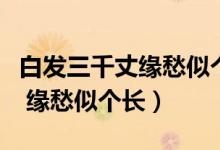白发三千丈缘愁似个长什么意思（白发三千丈 缘愁似个长）