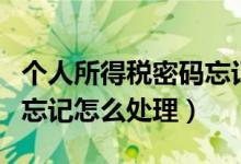 个人所得税密码忘记怎么办（个人所得税密码忘记怎么处理）