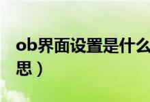 ob界面设置是什么东西（ob界面设置什么意思）