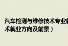 汽车检测与维修技术专业就业前景（2022汽车检测与维修技术就业方向及前景）