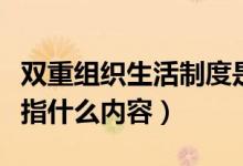 双重组织生活制度是指什么（双重组织生活是指什么内容）
