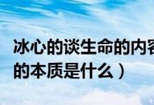 冰心的谈生命的内容和主旨（谈生命冰心生命的本质是什么）
