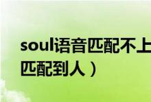 soul语音匹配不上人（为什么soul语音很难匹配到人）
