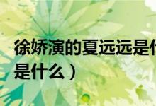 徐娇演的夏远远是什么电影（夏远远电影结局是什么）
