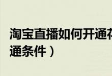 淘宝直播如何开通花呗支付（淘宝直播如何开通条件）