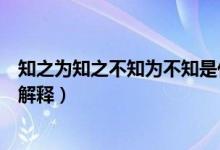 知之为知之不知为不知是什么意思（知之为知之不知为不知解释）