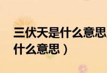 三伏天是什么意思,为啥叫三伏天（几伏天是什么意思）