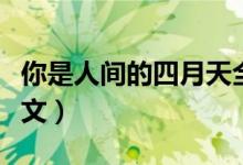 你是人间的四月天全诗（你是人间的四月天原文）