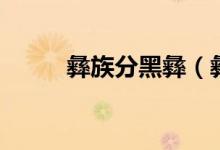 彝族分黑彝（彝族分黑彝白彝吗）