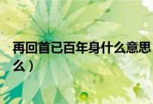再回首已百年身什么意思（再回首已是百年身的上一句是什么）