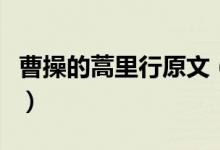 曹操的蒿里行原文（曹操的蒿里行原文及翻译）