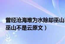 曾经沧海难为水除却巫山不是云意思（曾经沧海难为水除却巫山不是云原文）