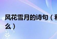 风花雪月的诗句（和风花雪月有关的诗句有什么）