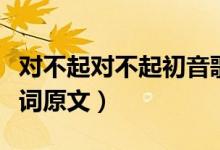 对不起对不起初音歌词（对不起对不起初音歌词原文）