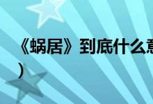 《蜗居》到底什么意思（电视剧蜗居剧情简介）