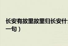 长安有故里故里归长安什么意思（长安有故里故里归长安下一句）
