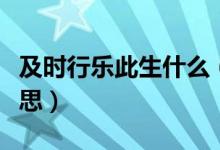 及时行乐此生什么（人生在世及时行乐什么意思）