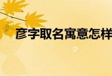 彦字取名寓意怎样（彦字取名寓意好吗）