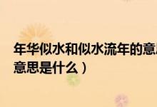 年华似水和似水流年的意思是什么（年华似水和似水流年别意思是什么）