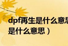 dpf再生是什么意思如何手动再生（dpf再生是什么意思）